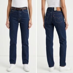 NWT Levi's Premium Wedgie Straight High Rise Jeans 27 Dark Wash